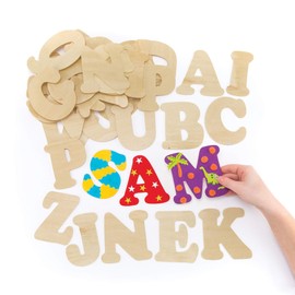Baker Ross EV266 Wooden Letter Templates (Pack of 52) For Kids to Decorate and Display, 11cm