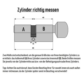 2x Knob Cylinder 80 mm KD 40/40 Simultaneous Locking (with Emergency and Danger Function) Includes 10 Keys