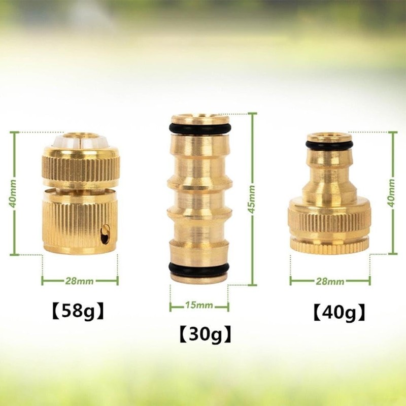 Conectores de Manguera de Jardín Brass Rust‑Resistant – Set 3/6