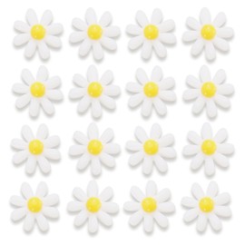 Firstmeet - Bonitas abalorio de plástico con margaritas, 100 unidades/caja, vibrantes dijes de girasol para manualidades, pulseras, collares, llaveros, joyería (DIY-1035-blanco)