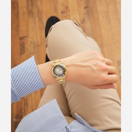 Citizen Q&Q QB78 Men's Wristwatch, Analog, Waterproof, Metal Band, black / gold