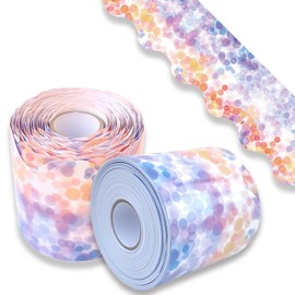 RONNAECO 65.6 Ft Polka Dots Bulletin Board Borders Colorful Bulletin Board Paper Roll, Scalloped Border Bulletin Board Trim for Bulletin Board, Abstract Board and Classroom Décor
