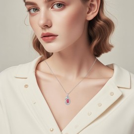 Dolphin Necklace Sterling Silver Animal Ocean July Ruby Birthstone Pendant Jewelry Birthday Gifts for Women Wife Friends Daughter Granddaughter (Dolphin necklace-ruby birthstone)