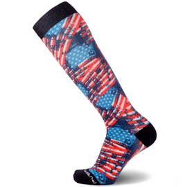 Pure Athlete Calcetines de esquí de lana para hombres y mujeres, diseños divertidos, cálidos, de peso medio, esquí, snowboard, 1 par de banderas de Estados Unidos, Small-Medium
