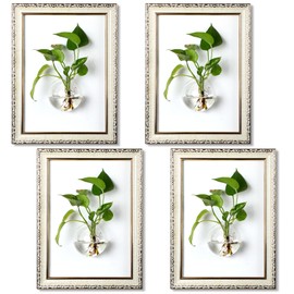 Weysat 4 Set Wall Planters for Indoor Plants Propagation Plants Vases with Picture Frame Glass Propagation Stations Hydroponic Wall Vases Flower Glass Terrarium for Home Office Bathroom Garden Decor