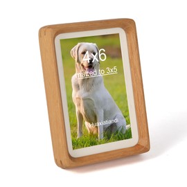 Huaxiatiandi 4x6 Wood Picture Frame with 3×5 Mat,Teak Wooden Photo Frames for Graduation,Family,Wedding,Birthday Display,Tabletop or Wall Mount Decoration