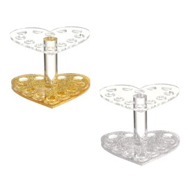 MERRYHAPY Acrylic Lip Liner Stand Makeup Brush Holder 2pcs Heart Shaped Organizers Random Color