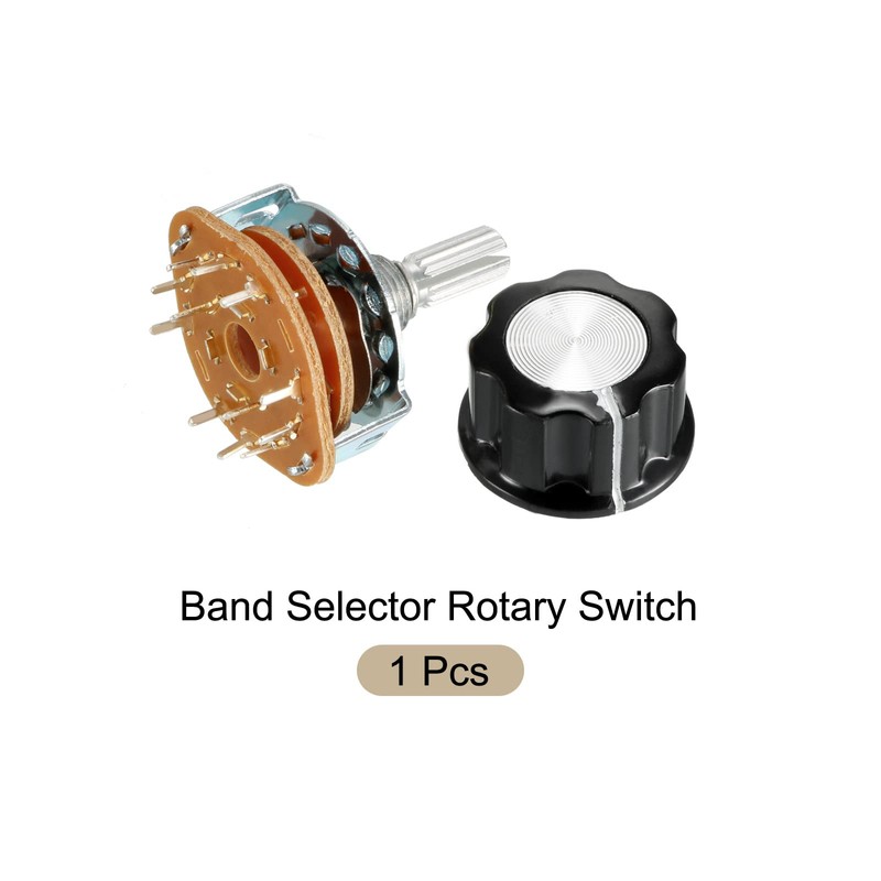 Rebower Band Selector Rotary Switch (w Knob),2P5T 2 Pole 5