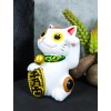 Ebros Japanese Lucky Charm White Beckoning Cat Maneki Neko Statue