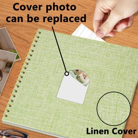 Vienrose 10X10 Inch DIY Scrapbook Album Linen Arch Window Photo Album (Grass Green, 20 Sheets/40 Pages)