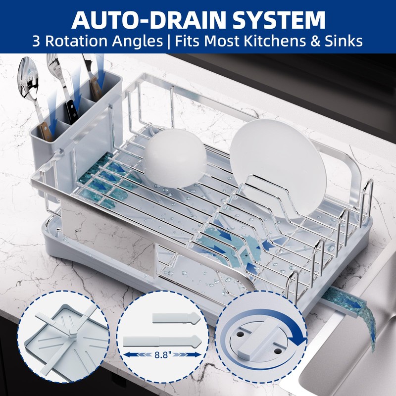 Godboat Dish Drying Rack -304 Stainless Steel Dish Rack for