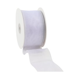 LaRibbons Organza Wired Ribbon, White Sheer Ribbon for Flower Bouquet, Gift Wrapping, Wedding Invitations Wreaths Wrap, Party Decoration, 2 1/2" | 50 Yard