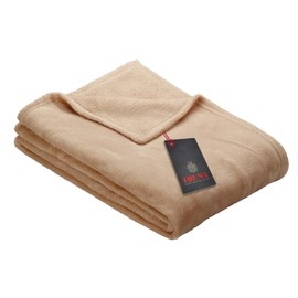 Ibena Olbia Cuddly Blanket 130 x 180 cm – Fluffy, Warm & Washable, Fleece Blanket Beige Plain
