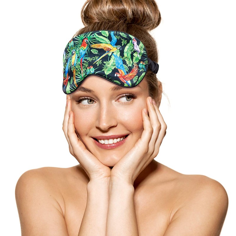 Bodylife Sleep Mask Eye Mask Faux Silk Fantastic Feathers for