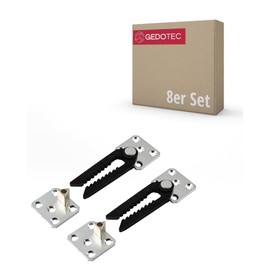Gedotec Furniture Connector Upholstery Furniture Couch Connector – Type DA | Bracket for Hanging | Galvanised Metal | Snap Connector Fitting for Beds - Tables and Much More | Pack of 8 - Sofa