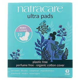 Natracare Slim Fitting Ultra Pads with Wings, Long, Made with Certified Organic Cotton, Ecologically Certified Cellulose Pulp and Plant Starch (12 Pack, 120 Pads Total)