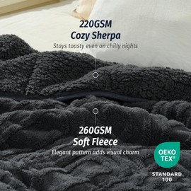 Wemore Jacquard Fleece Weighted Blanket Twin Size 48" x 72" 12lbs, Ultra Soft Cozy Sherpa Weighted Blankets for Adults, Ultra Fuzzy Heavy Blanket for Sleep, Fluffy Warm Throw for Bed, Dark Grey