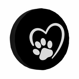 Paw Print in Heart Spare Tire Cover Dog Cat Puppy Footprint Weatherproof Universal Wheel Protectors Camper Tire Covers for Trailer Rv Travel(17 inch)
