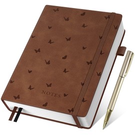 Umriox Thick A5 Lined Notebook, 365 Pages Journal Diary 100gsm No Bleed Paper, Hardcover College Ruled Journal for Women Men Work School Office, 14.5 x 21cm - Brown