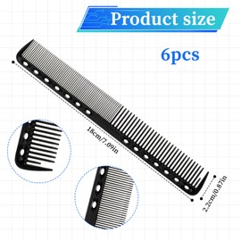 6Pcs Cutting Combs for Hair Stylist Professional Carbon Fine Cutting Comb Heat Resistant Carbon Fiber Salon Hairdressing Comb for Men(Black, Grey, White)
