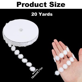 20 Yards Daisy Flower Trim Ribbons, Vintange Floral Lace Ribbons, White Flower Lace Trim for Sewing Hairstyles Bows Handicrafts Wedding Dresses Curtain Gift Wrapping
