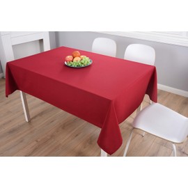Biscaynebay Textured Fabric Tablecloths 52 X 70 Inches Rectangular, Red Water Resistant Spill Proof Tablecloths for Dining, Kitchen, Wedding and Parties, Machine Washable