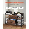 Brown Metal 2-Drawer File Cabinet With Power Strip Industrial Office