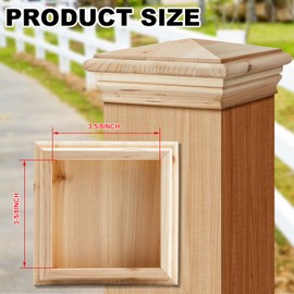 Geetery 4 Pcs Wood Newel Post Cap Fence Post Cap for Fence Topper Top Resistant Decking Caps for Outdoor Fences, Mailboxes and Decks (6 x 6 Inch,Cedar)
