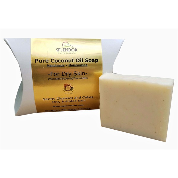 Splendor Santa Barbara Moisturizing Coconut Oil Face & Body Bar Soap - Dry, Sensitive Skin Vegan,100% Natural (Unscented, Fragrance-Free)