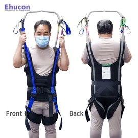 Ehucon Patient Lift Walking Sling Medical Hoist Standing Aids for Ambulating Support Training, Pelvic Padded 500lbs Safety Loading Weight (Black-XL)