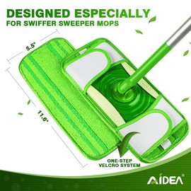 AIDEA AIDEA Reusable Microfibre Mop Refill Pads Compatible with Flash Speedmop, Machine Washable Floor Mop Pad Refills, Mop Head Replacements for Multi-Surface Wet & Dry Cleaning, 4 Pack