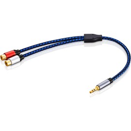 NC XQIN RCA to 3.5mm Adapter, 3.5mm Male to 2RCA Female Stereo Audio Y Cable Adapter Cable Gold Plated Compatible for Smartphones, MP3, Tablets, Home Theater, HDTV (RCA to 3.5mm Aux Cable -1ft)