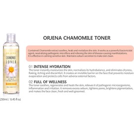 ORJENA Chamomile Tonificante 250ml – Tonificante Facial Calmante e Hidratante con Extracto de Manzanilla y Romero para Piel Sensible