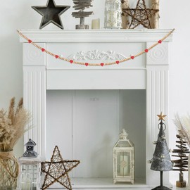 Valentines Day Decor, Red Pink Heart Wooden Bead Garland for Tiered Tray Hanging Banner for Home Farmhouse Office Wall Fireplace Mantel Shelf Proposal Wedding Party Decor, 50", Red Heart