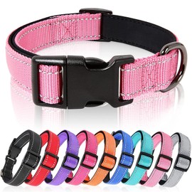 HEELE Dog Collar, Reflective Dog Collar, Soft Neoprene Padded Breathable Nylon Pet Collar Adjustable for Puppy Small Dogs, Pink, XS(20-30cm)
