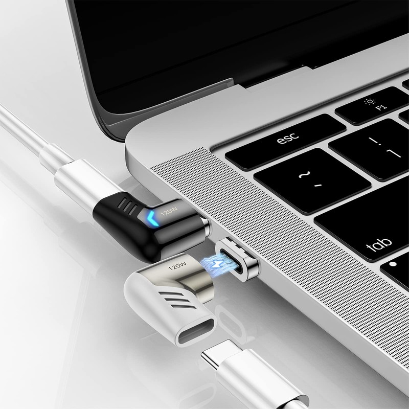 USB C Magnetic Adapter,Right Angle Type C Connector,PD 120W Fast