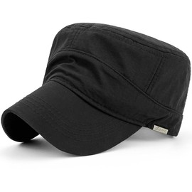 Rayna Fashion mens Quick Dry Cadet Army Waterproof Military Flat Top Baseball Dad Sun Outdoor Sports Cap, A-black, X-Large