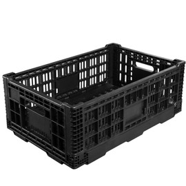 Collapsible Storage Bin Containe，52 Liter Transferheavy duty Black plastic storage box,milk crates heavy duty Transit storage (1)