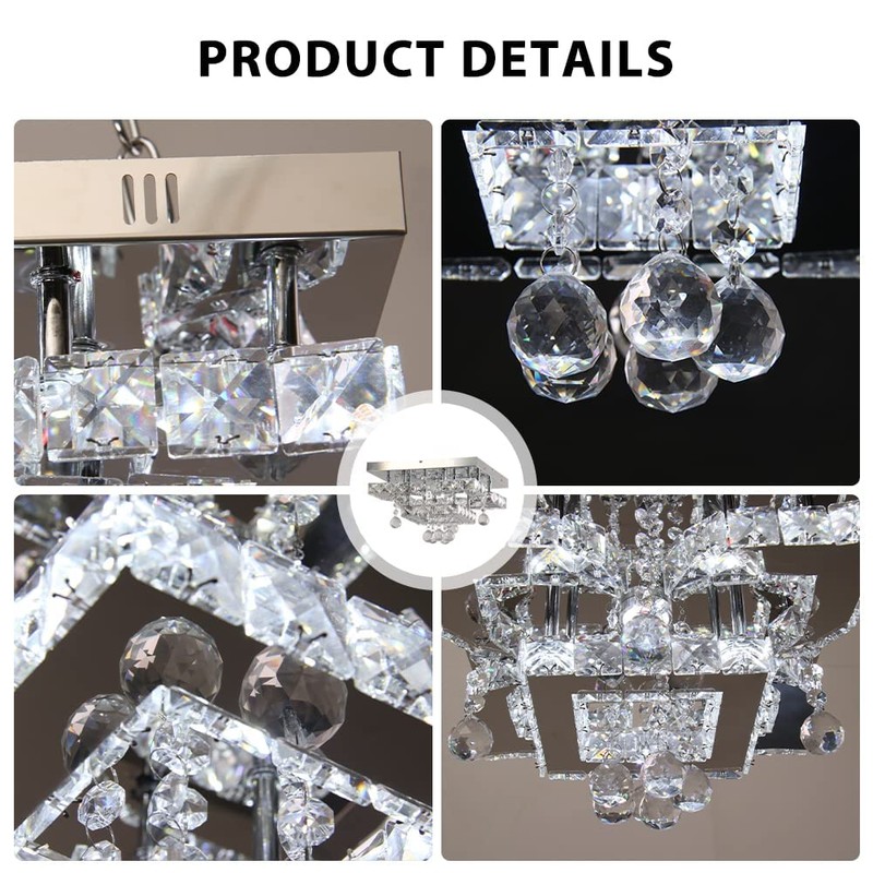 CXGLEAMING 11.8" Modern Crystal Chandelier LED Ceiling Light Fixture Suitable