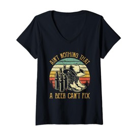 Womens Ain't Nothing That A Beer Can't Fix Tshirt Country Music V-Neck T-Shirt