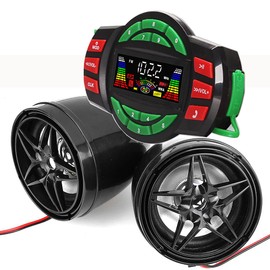 Beyondcity UTV ATV Bluetooth Amplifier Sound System Hand-Free Speakers FM USB Audio System Stereo 3 Inch Speakers 12V Motorcycle Waterproof Audio FM Radio Stereo (Black Star)