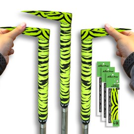 Alien Pros Neon Yellow Tiger Golf Grip Wrapping Tapes (3-Pack) - Textured, 1 Inch, Synthetic Rubber, Eco-Friendly, Regripping Solution
