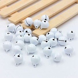 SHTGOI Pack of 50 bells, bells, bells, 14 mm, small bells, metal bells, sleigh bells, craft bells for Christmas decoration, jewellery making, pet collars, key chain, white