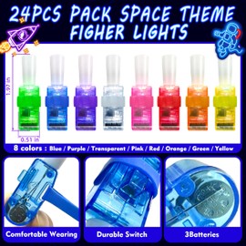 24PCS Space themed Party Favors-LED Finger Lights：Glow-in-the-Dark Light-Up Toys Bulk for Kids Boys Girls,Outer Space Party Decorations Supplies, Party Goodie Bags, Classroom Prizes, Fun Gifts