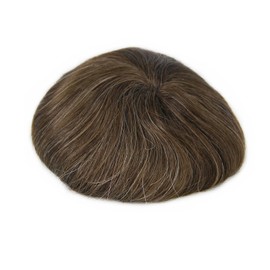 Mens Hair Piece Toupee for men All Swiss Lace Human Hair System Dark Brown Mixed 10% Gray