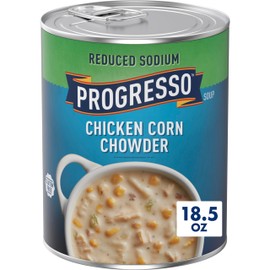Progresso Chicken Corn Chowder, Reduced Sodium Canned Soup, 18.5 oz
