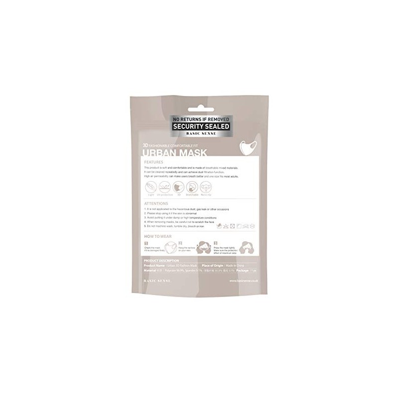 Basic Sense 3D Washable Reusable Thick Reinforced Plain Face Coverings