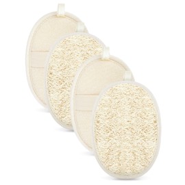 Itingy Natural Loofah Sponge 4 Pack, Exfoliating Body Scrubber, Made with Eco-Friendly and Biodegradable Bath Luffa Sponge, Shower Loofa for Women and Men, Beige