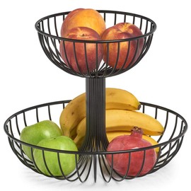 Zeller 27415 Fruit Stand 2-Ply Metal Black Diameter 32 x 25.8 cm Fruit Bowl Storage
