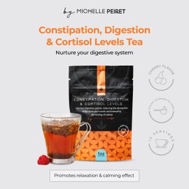Michelle Peiret Constipation Relief Tea, Natural Constipation Relief for Women, Digestive Tea, Cherry Flavored, 15 Servings